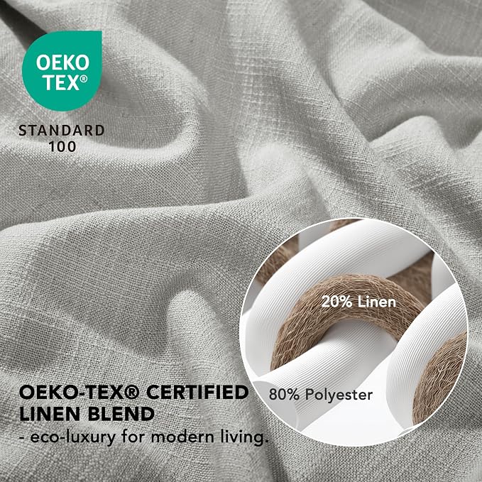 Deconovo Linen-Blend Semi-Sheer Curtains 2 Panels, Hidden Tab and Rod Pocket - Image 8