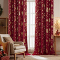 NICETOWN 2 Panels Christmas Red Curtains 52 x 84 Inch, Xmas Theme Window by NICETOWN