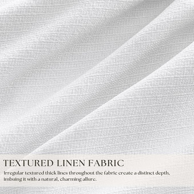 Snow White Pleated Linen 100% Blackout Curtains 86 Inches Long | Pinch Pleat - Image 3