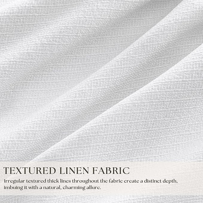 Snow White Pleated Linen 100% Blackout Curtains 102 Inches Long | Pinch Pleat - Image 3