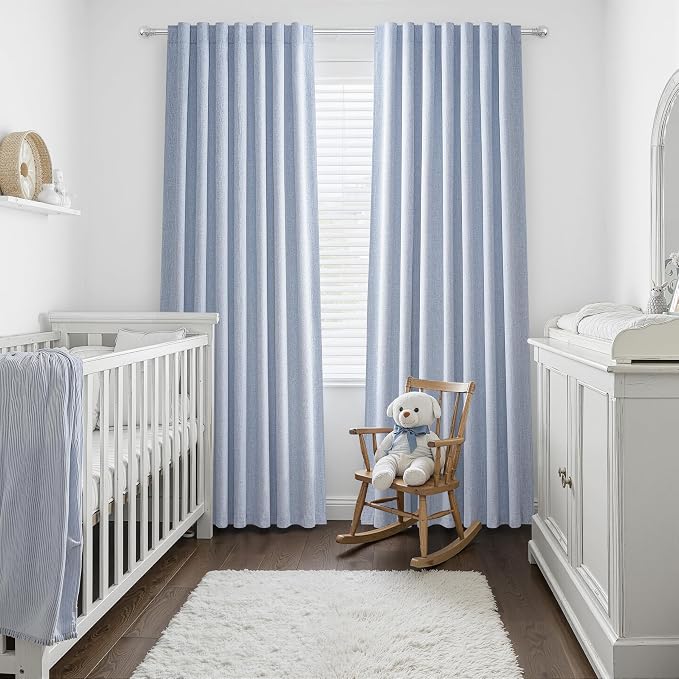 Dusty Blue Blackout Nursery Curtains 84 Inch Length - Image 6