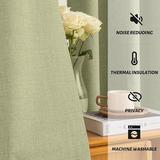 Yakamok Sage Linen Textured Curtains 84 Inches Long - Image 5