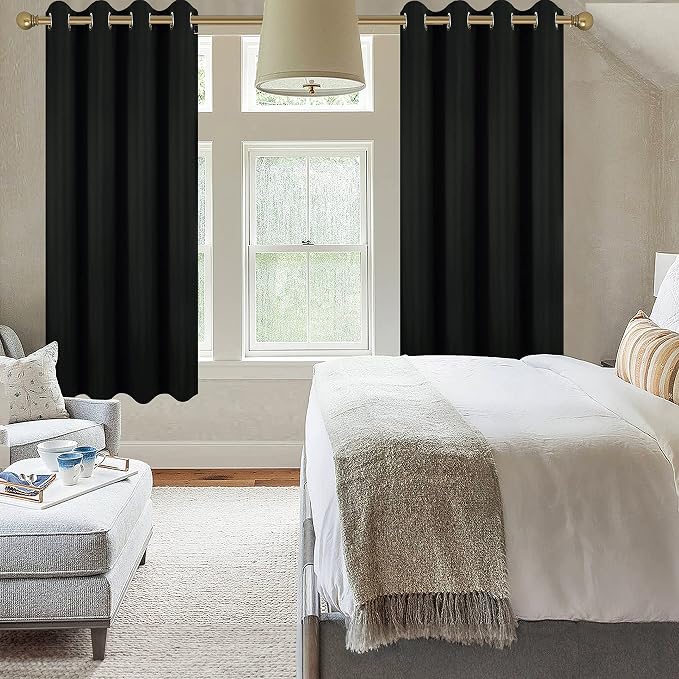 Diraysid Black Grommet Blackout Curtains - Image 4