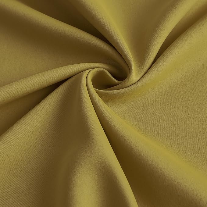 Yellow Pinch Pleated Curtains 102 Inch Length 2 Panels Set Noise Cancelling - Image 7