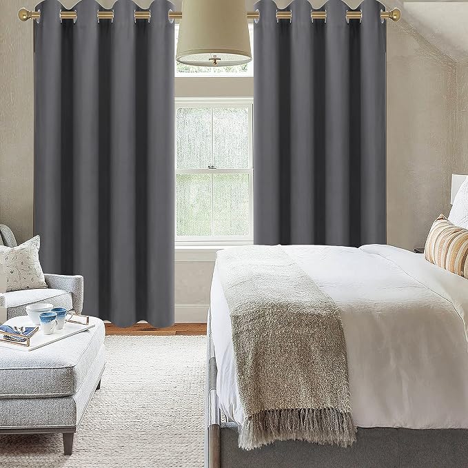 Diraysid Gray Grommet Blackout Curtains - Image 6