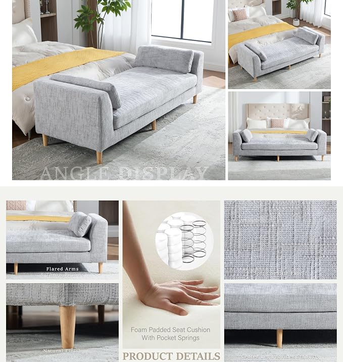 KEIKI 83.1" Upholstered End of Bed Bench - Image 3
