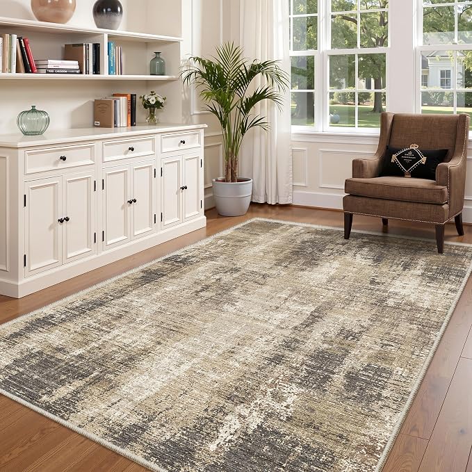 6x9 Area Rugs, Abstract Large Washable Rugs - Image 4