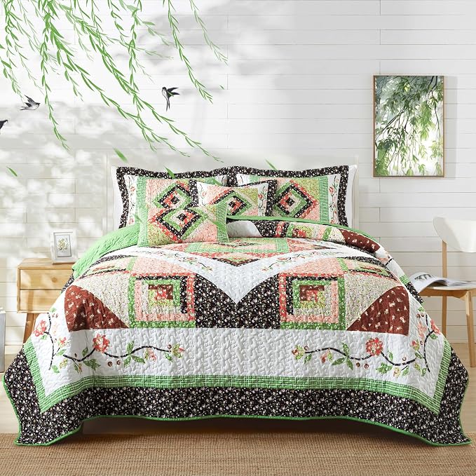 BEDIFANY Queen Size Quilt Set, Farmhouse Cotton Fill Bedspread Coverlet Set | - Image 7