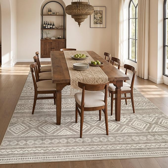cotiled 6x9 Area Rugs for Living Room: Boho Washable Rug for Dining Room | - Image 7