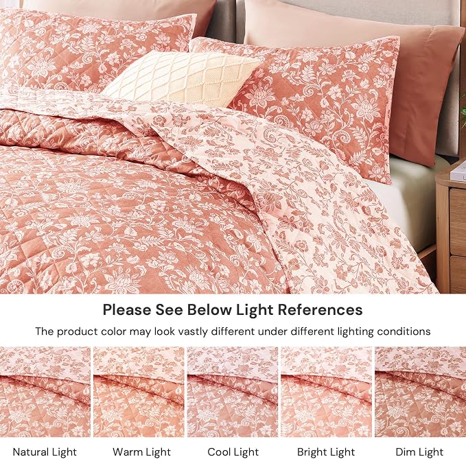 Twin/Twin XL Quilt Set-2 Pieces Soft Bedding Floral Reversible Coverlet | All - Image 8