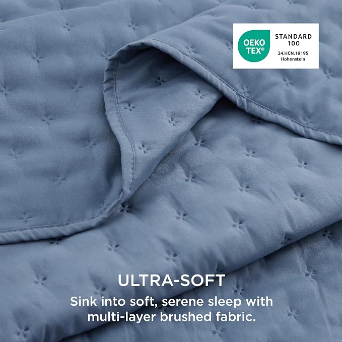 Bedsure Twin/Twin XL Quilt Bedspread, Lightweight Comforter, Mineral Blue | - Image 3