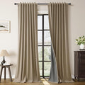Khaki Linen 100% Blackout Curtains by Guken