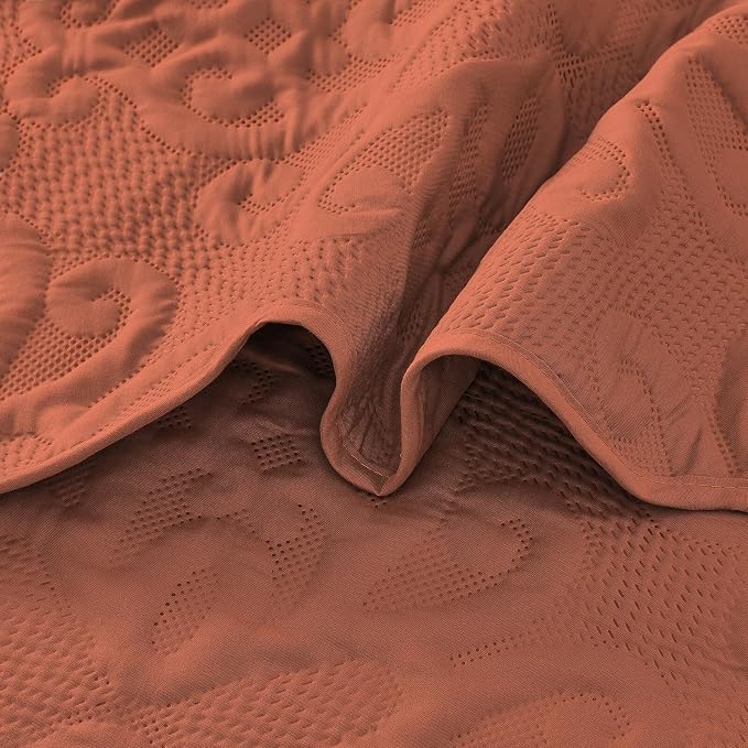 Kingnex Oversized King Bedspreads 128x120 Baked Clay | Lightweight, Extra Wide - Image 5
