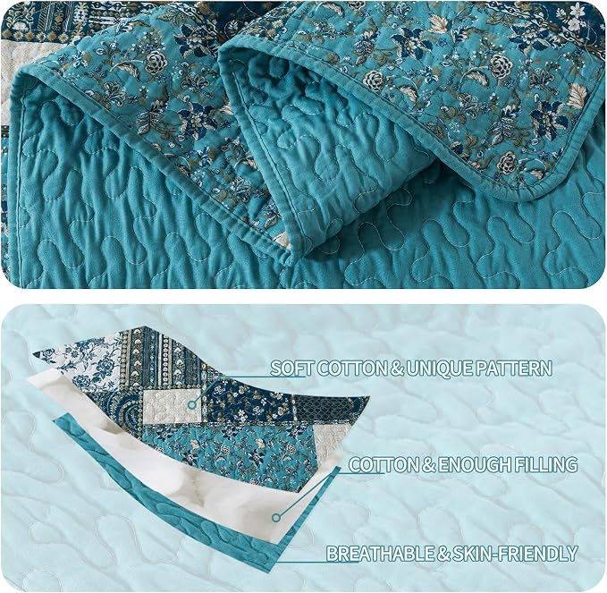 BEDIFANY Farmhouse Queen Size Quilt Sets, 100% Cotton Cover Queen Coverlet | - Image 4