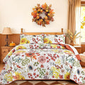 Yiran Fall Floral Quilt Set Queen Size, Microfiber Coverlet by Yiran