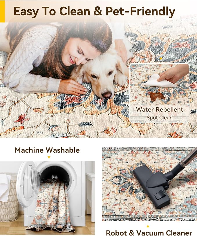 RELEANY Washable Area Rug, Runner 2'x9', Water Repellent, Pet Friendly - Image 3