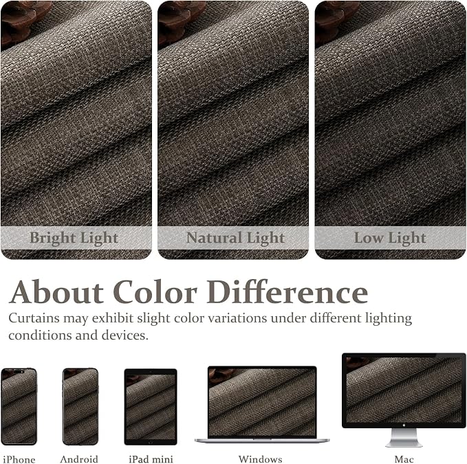 Blackout Dual Layer Linen Bedroom Curtains 84 Inches Long 2 Panels Set - Image 10