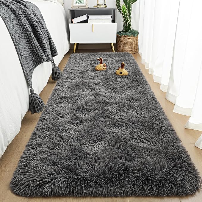 Fluffy Runner Rugs for Bedroom Aesthetic 2x6 Feet, Shag Soft Bedside Rug - Image 7