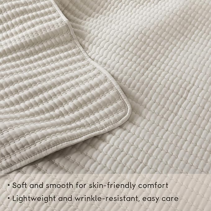 WDCOZY California King Size Quilt Set, 3 Pieces 118x106 inches, Channel - Image 7