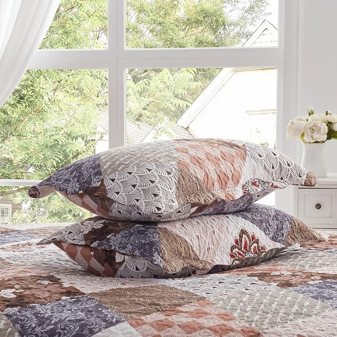 Full/Queen Size Quilt Set 3 Pieces Lightweight Reversible Bedspread-90''x98'' - Image 7