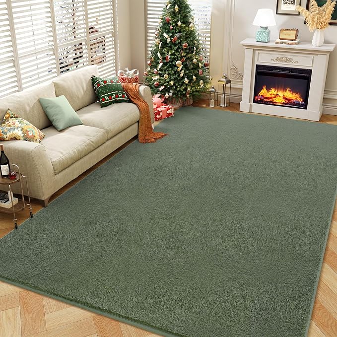 8x10 Area Rugs for Bedroom Living Room, Sage Green Memory Foam Rug | Thickened - Image 7