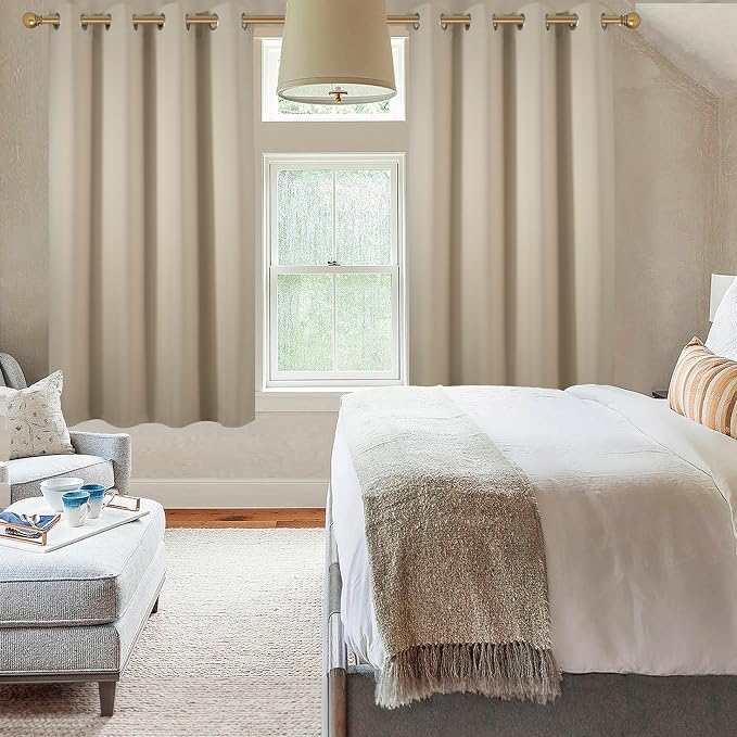 Diraysid Beige Grommet Blackout Curtains - Image 4