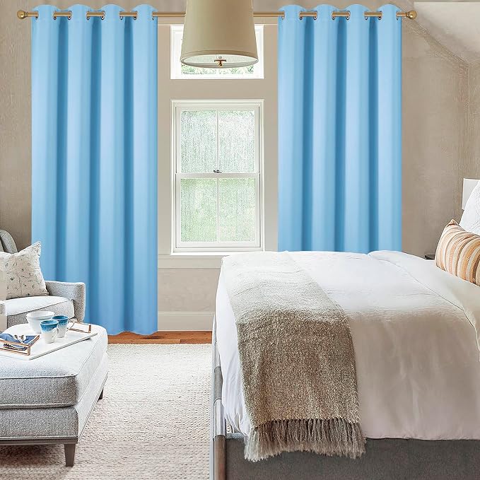 Diraysid Sky Blue Grommet Blackout Curtains - Image 4