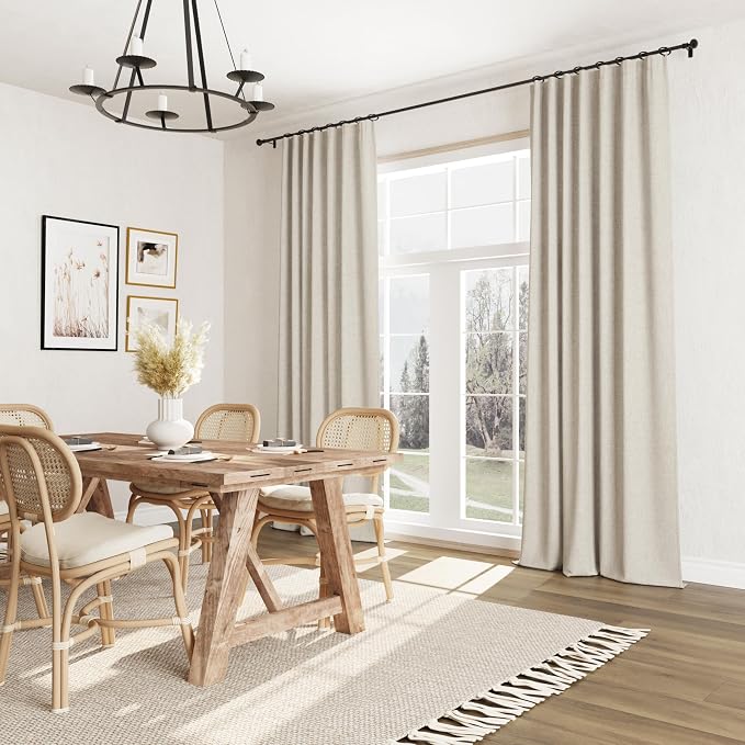 100% Blackout Linen Curtains for Bedroom 90 inches Long, Thermal Insulated Room - Image 8