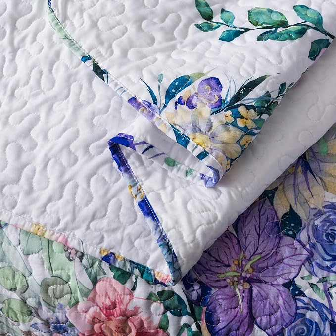 King Quilt Set 3-Piece Bedspread Quilted Oversized Lightweight Microfiber - Image 6