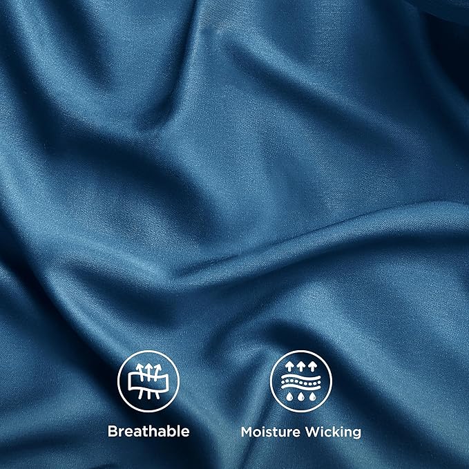 Bedsure California King Sheet Sets, Cooling Sheets, Rayon Derived from Bamboo, Breathable & Soft, Deep Pocket Up to 16 Inches, Hotel Luxury Silky Bedding for Hot Sleepers, Teal