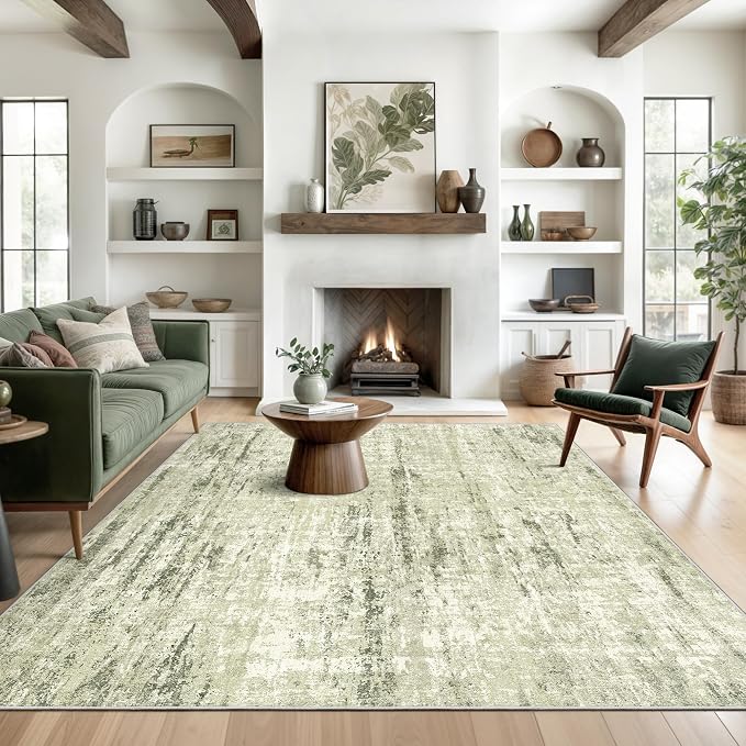 7x9 Area Rug, Abstract Washable Area Rugs by Valenrug