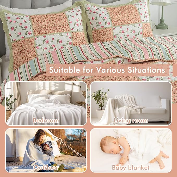 Etwel Lightweight Patchwork King Size Quilt Set - Image 4