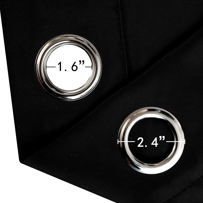 Black Thermal Blackout Curtains/38 x 84 Inch/Set of 2 Panels Room Darkening - Image 5
