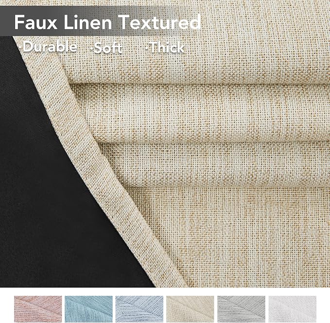 Deconovo Faux Linen Total Blackout Curtains Grommet Noise Reducing Panels - Image 7