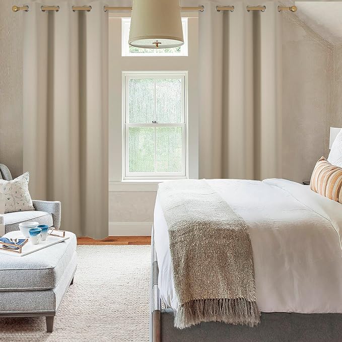 Diraysid Beige Grommet Blackout Curtains - Image 7