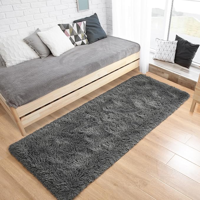 Fluffy Runner Rugs for Bedroom Aesthetic 2x6 Feet, Shag Soft Bedside Rug - Image 8