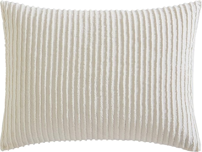 Beatrice Home Fashions Channel Chenille Standard Sham, Ivory | Soft, by BeatriceHomeFashions