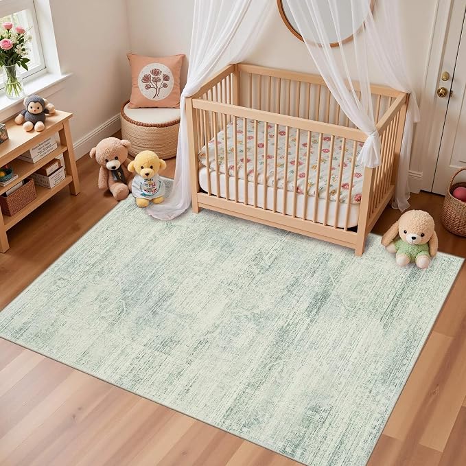 Latte&Fog 3x5 Entryway Green Area Rugs, Washable Small Rugs - Image 4