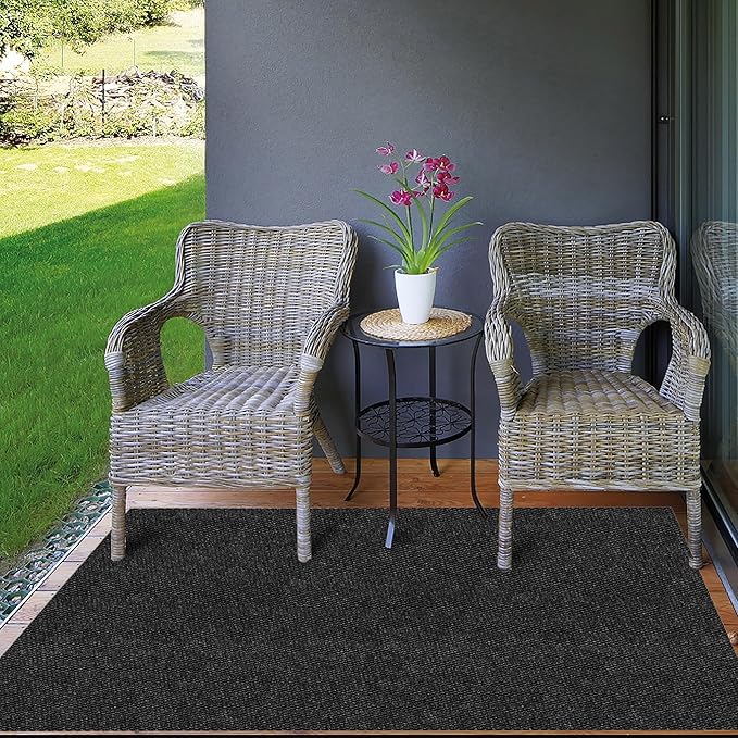 Ottomanson Commercial Scrape Rib Entry Mat – Heavy Duty Ribbed Floor Mat for High Traffic – Non Slip Rubber Back, Waterproof – Indoor Outdoor Use for Offices, Schools, Lobbies, 2'7" x 8', Black