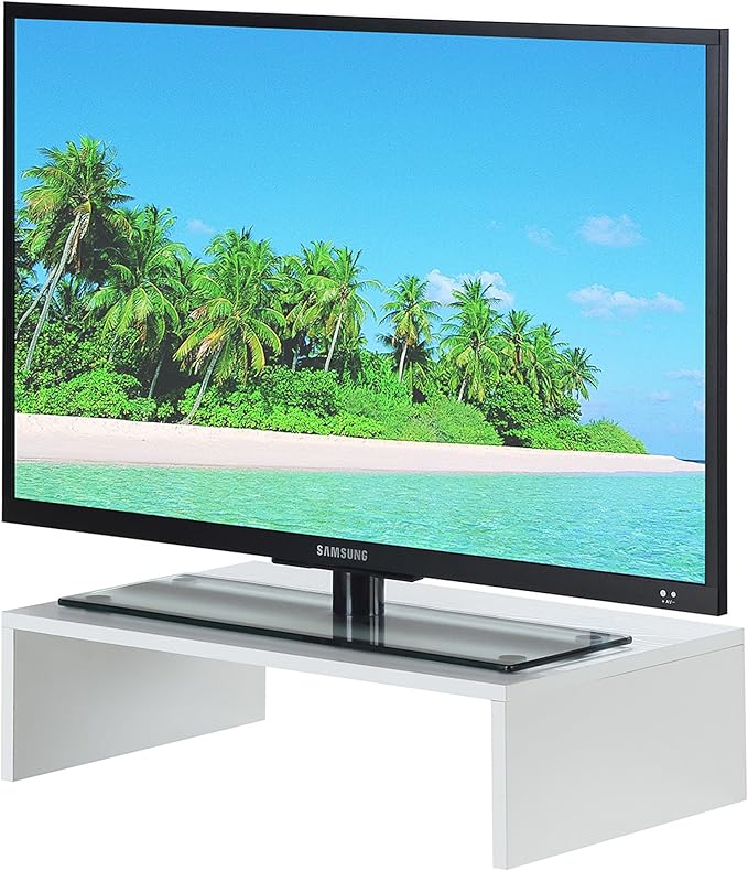 Convenience Concepts Designs2Go Small TV Riser 23.75", for TVs up to 26" - Contemporary TV or Computer Riser for Living Room, Modern Office, Den, White