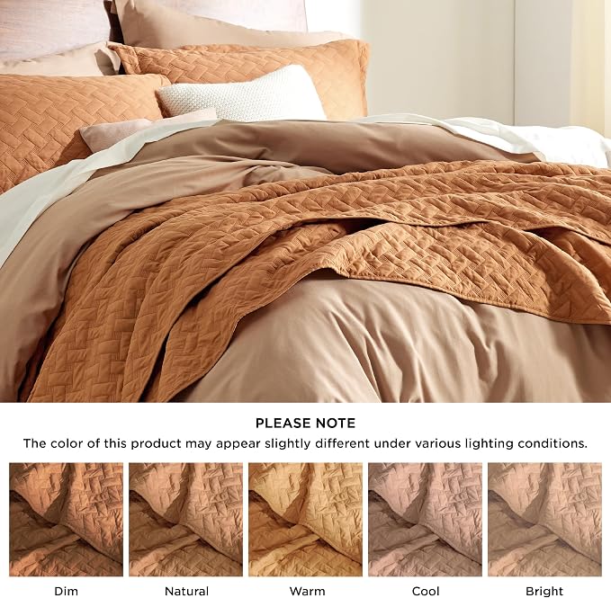 Bedsure King Size Quilt, Lightweight Comforter Set, Hazel Brown Bedspread | - Image 6
