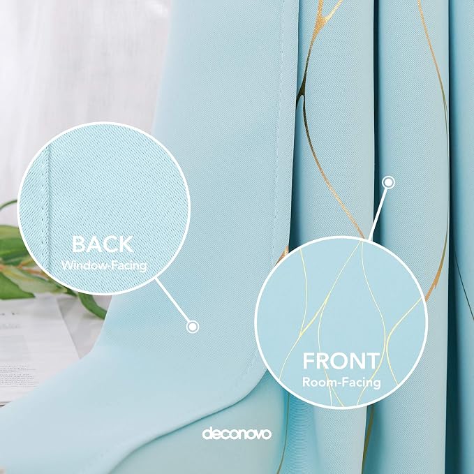 Deconovo Curtains for Living Room, Pattern Blackout Curtains 54 Inches Long | - Image 5