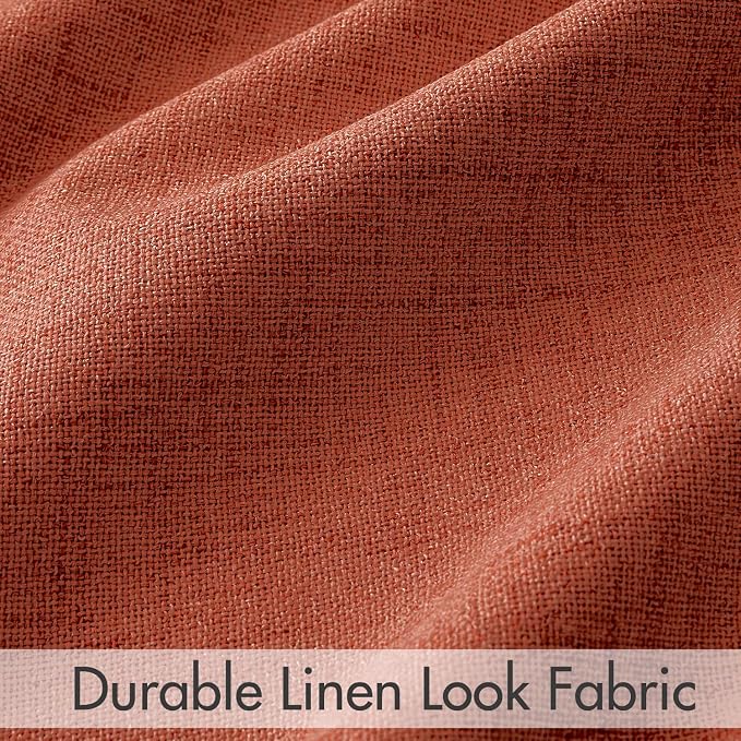 MIULEE 100% Blackout Fall Linen Curtains & Drapes W52 x L84 Inch Terracotta | 2 - Image 7
