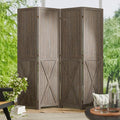 4 Panel Folding Room Divider, Solid Wood Privacy Screen, Freestanding Partition by CozyCastle