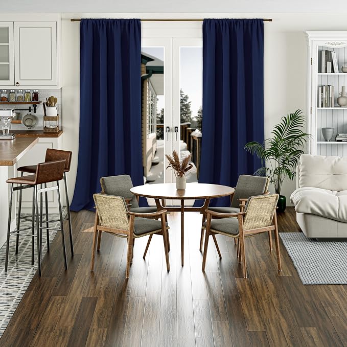 BGment Navy Blackout Curtains for Living Room 95 Inch Length 2 Panels | Thermal - Image 2
