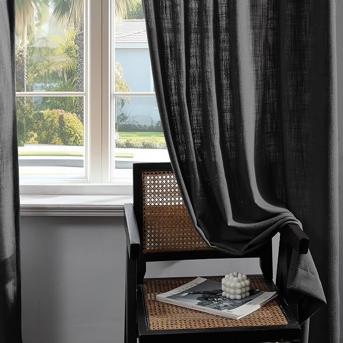 Deconovo Linen-Blend Semi-Sheer Curtains 2 Panels, Hidden Tab and Rod Pocket - Image 6