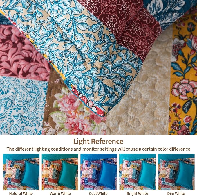 VAPUTAR Cotton California King Size Bedding Set, Farmhouse Bedspread | - Image 6