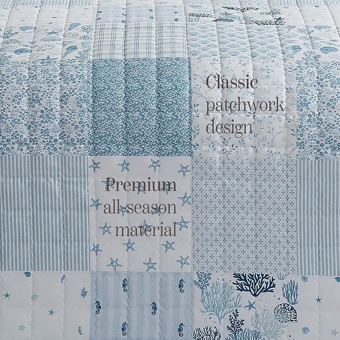 Twin/Twin XL Quilt Set-2 Pieces Soft Bedding Floral Patchwork Coverlet | All - Image 6