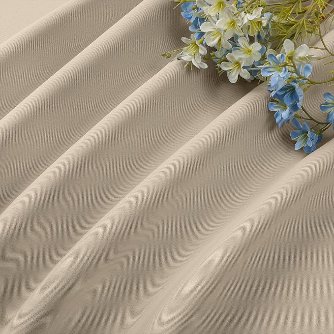 CUCRAF Light Beige Blackout Curtains 96 inch Length 2 Panels Set, Rod Pocket - Image 7