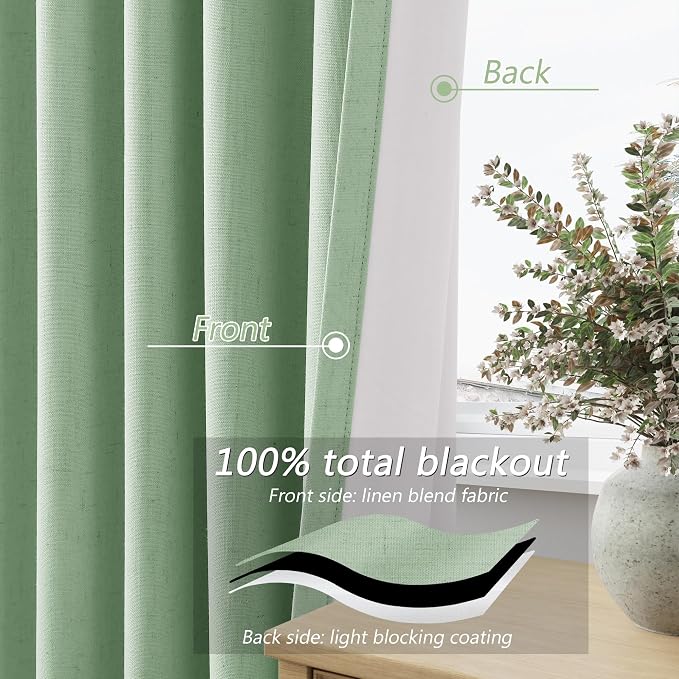 100% Blackout Curtains 84 Inch Length 2 Panels Set - Image 4